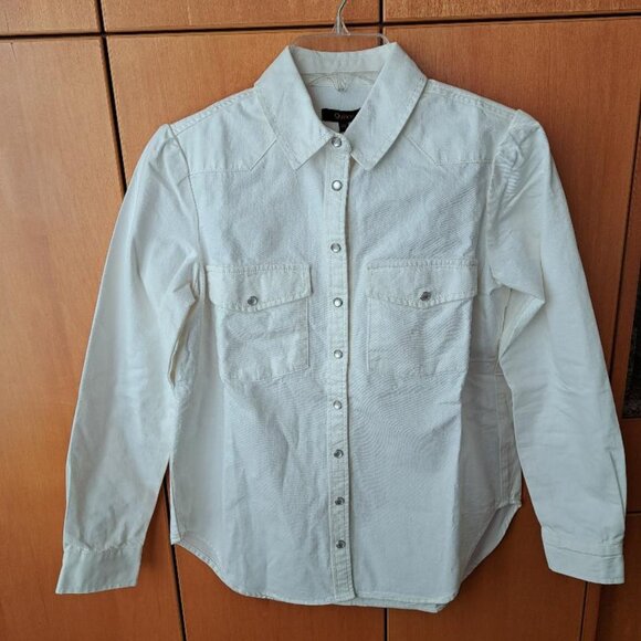 Quince Women's White Denim Western Shirt Size XS - Picture 1 of 5
